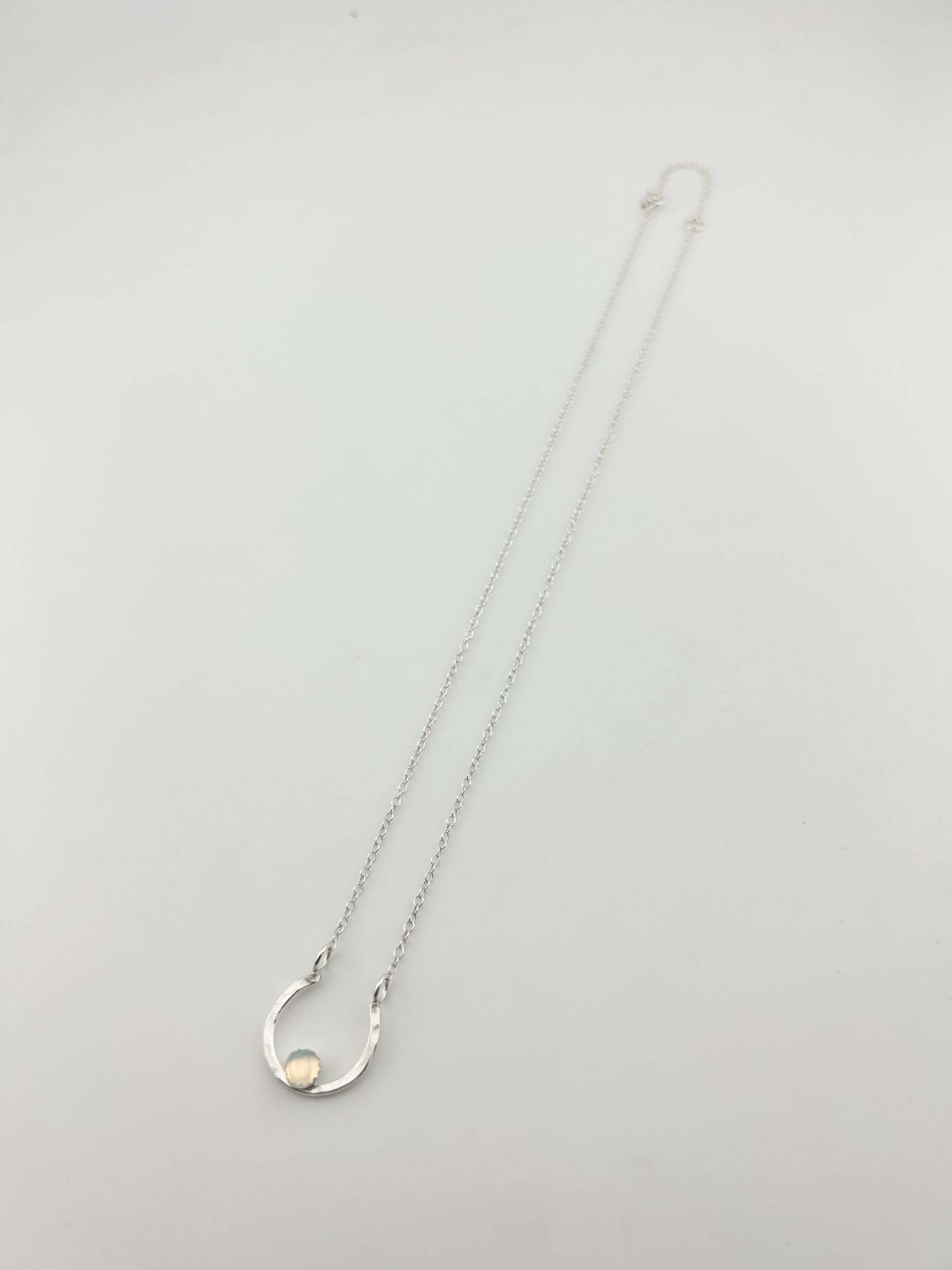Lucky Horseshoe Charm Necklace - Rainbow Opal-1