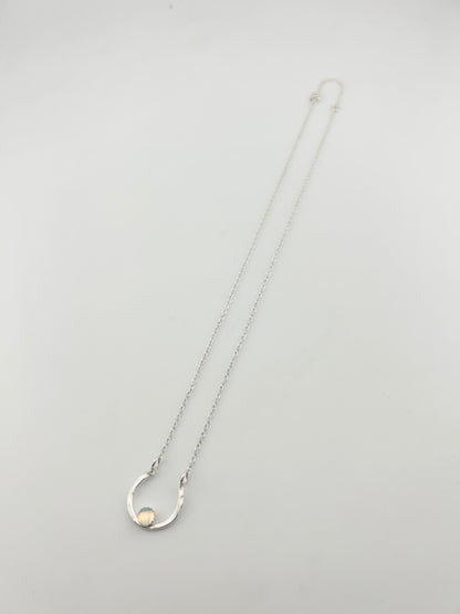 Lucky Horseshoe Charm Necklace - Rainbow Opal-1
