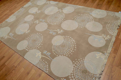6' x 9' Hand Knotted 100% Wool Area rug Tan-1