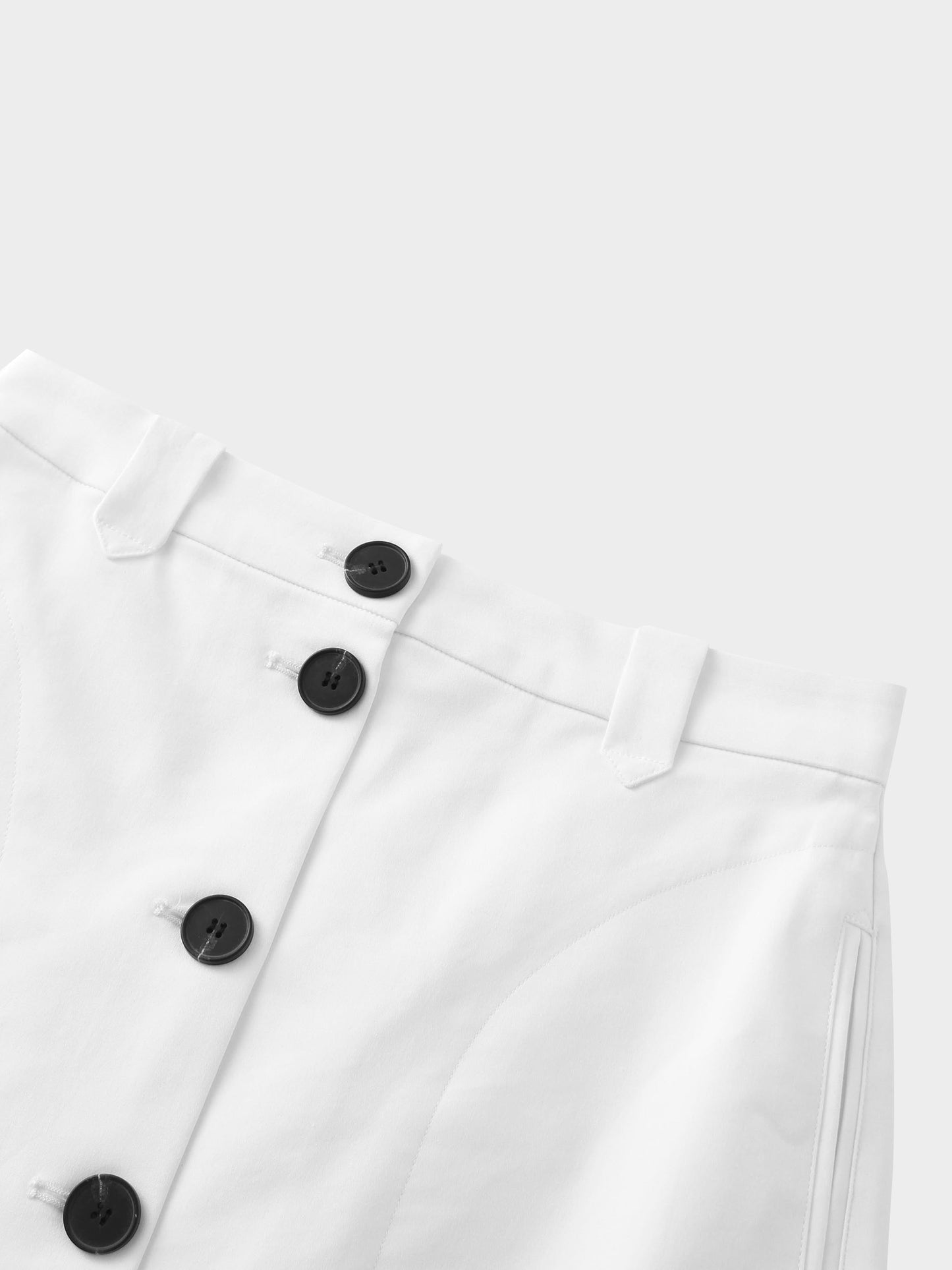 A-Line Button Down Pocket Skirt-White-3