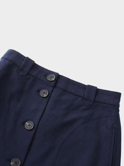 A-Line Button Down Pocket Skirt-Navy-3