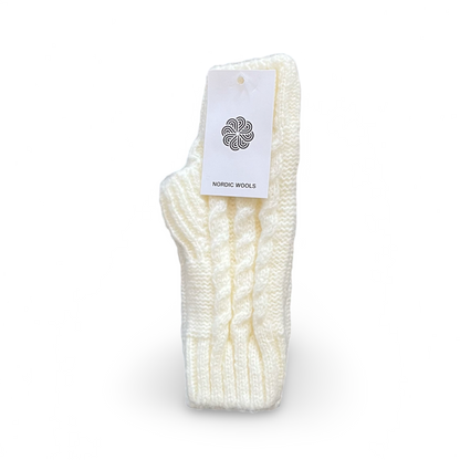 Cozy Set - Over The Knee Socks & Arm Sleeves Gloves - Creme - Womens-1