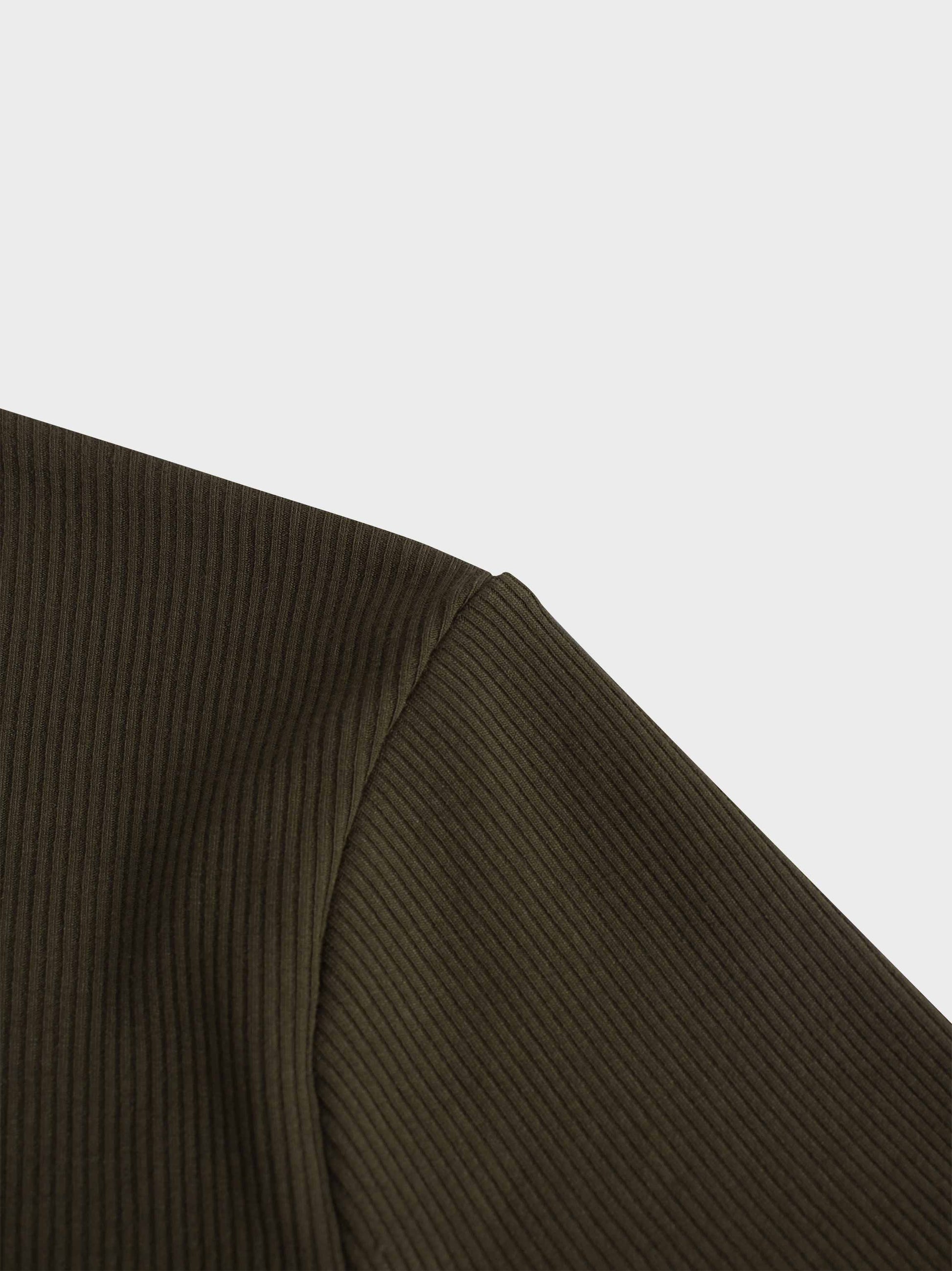 RIBBED HIGH V TEE LS-CHOCOLATE BROWN-3