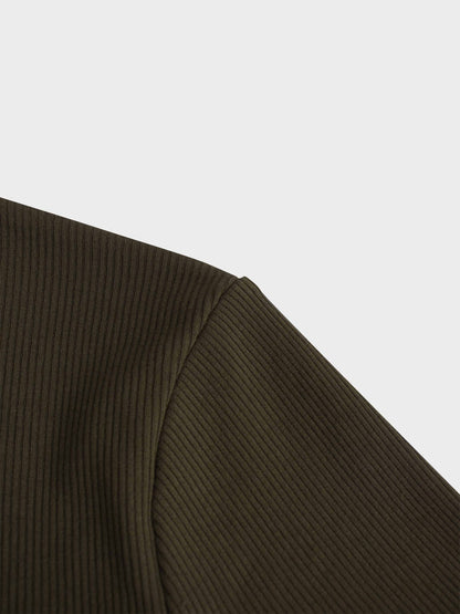 RIBBED HIGH V TEE LS-CHOCOLATE BROWN-3