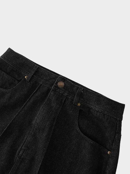 Denim Seamed Skirt-Black Wash-2