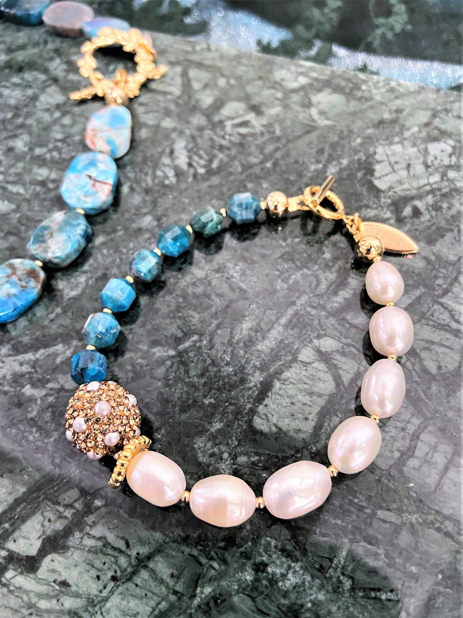 Apatite With Freshwater Pearls Bracelet GB002-2