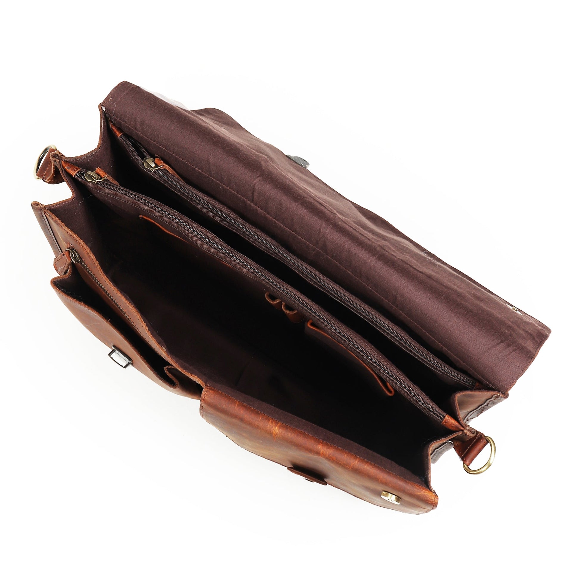 Handmade Brown Leather Messenger Bag - Bryan-3