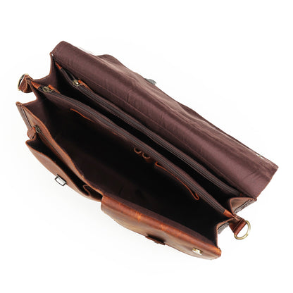 Handmade Brown Leather Messenger Bag - Bryan-3