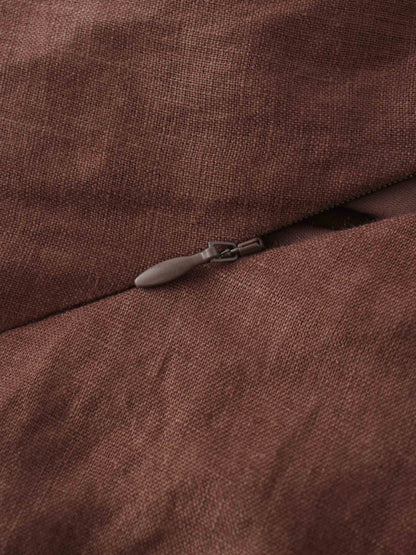 Linen A-Line Slip Dress-Brown-4