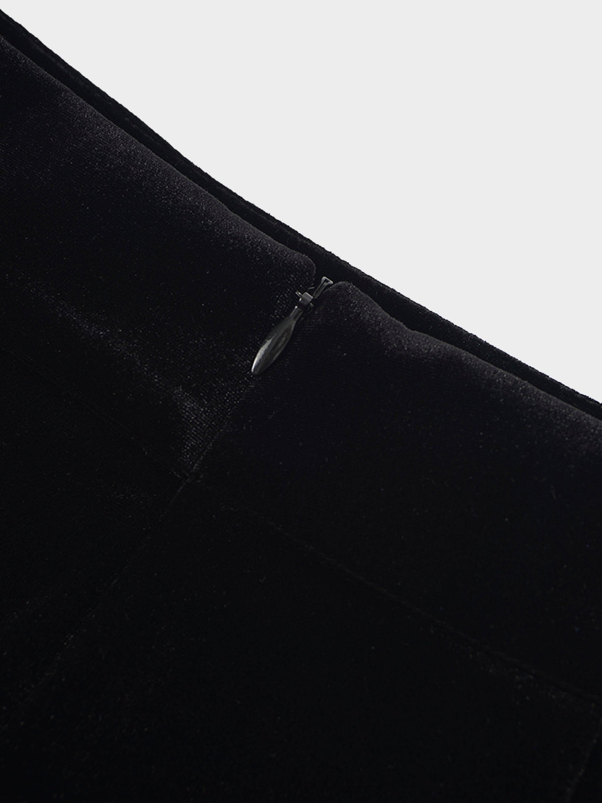 Double Layer Pleated Bottom Velvet Skirt-Black-4