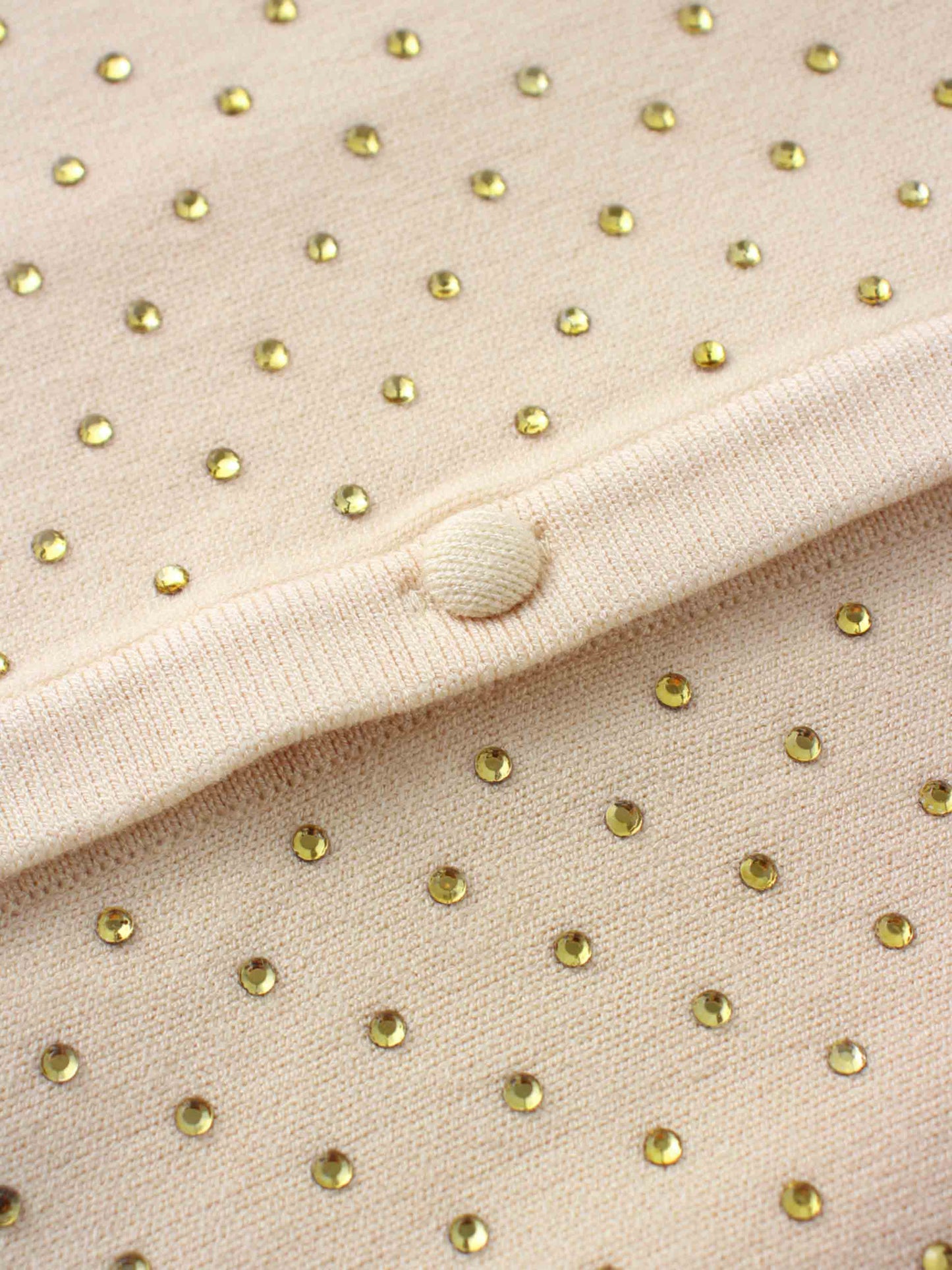 Stone Embellished Crew Cardigan-Vanilla-4