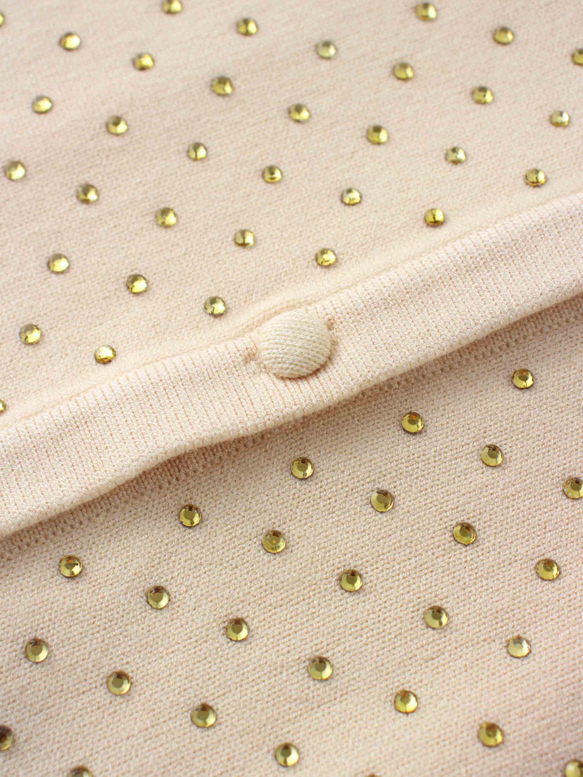 Stone Embellished Crew Cardigan-Vanilla-4