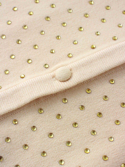 Stone Embellished Crew Cardigan-Vanilla-4