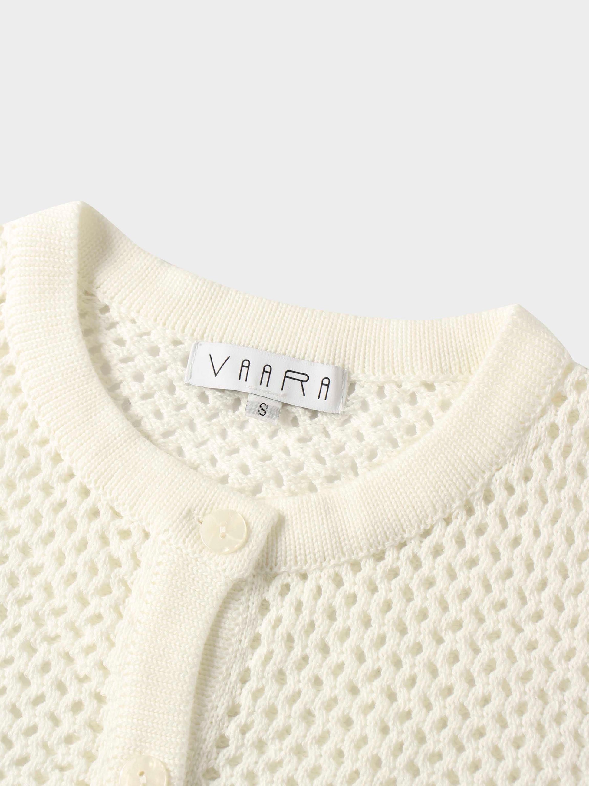 Crochet Knit Button Down Cardigan-White-4