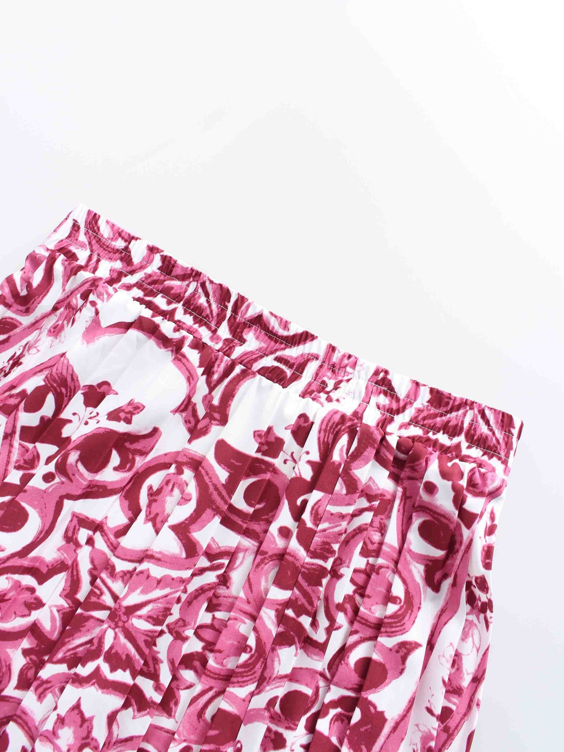 Covered Band Pleated Skirt 37"-Pink Picasso-2