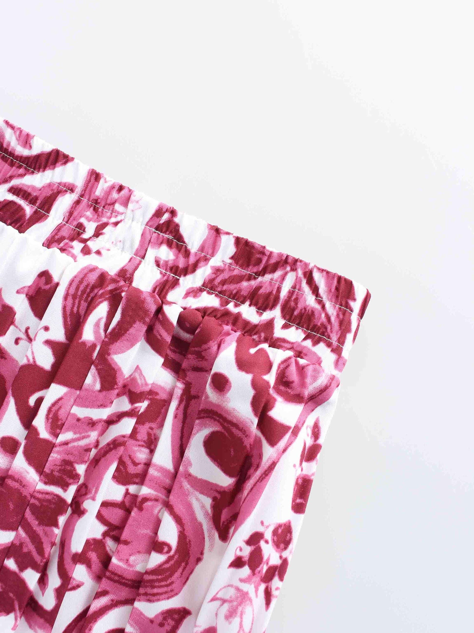 Covered Band Pleated Skirt 37"-Pink Picasso-3