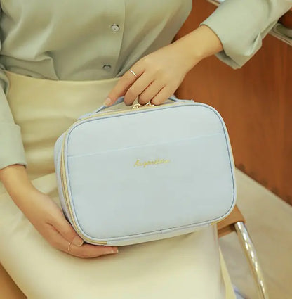 Green Cosmetic Makeup Bag for Women with Brushes