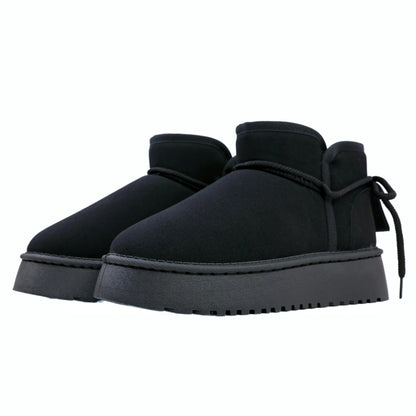 ELAHGEY Ankle Winter Boots for Women Snow Boots with Fur Lined Lace Up Pull-On Suede Boots