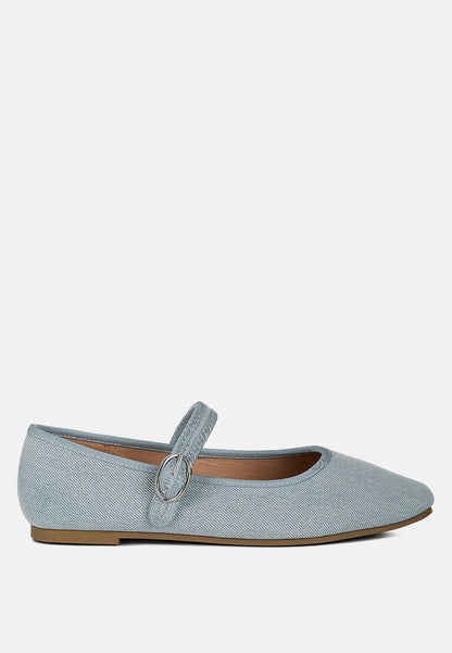 Iker Classic Denim Pin Buckle Ballerinas-0