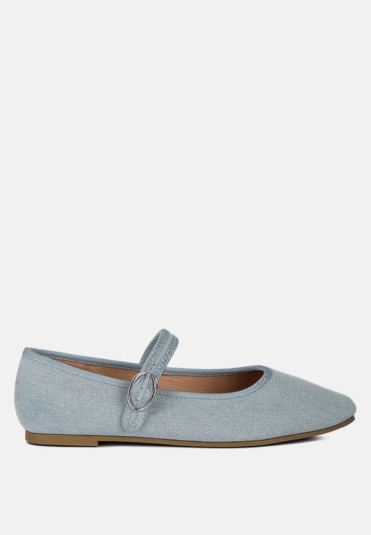 Iker Classic Denim Pin Buckle Ballerinas-0