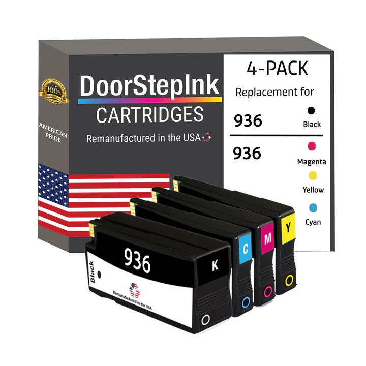 DoorStepInk Brand for HP 936 BMCY (6C3Z5LN) Remanufactured in the USA Ink Cartridge - Pack-4-0