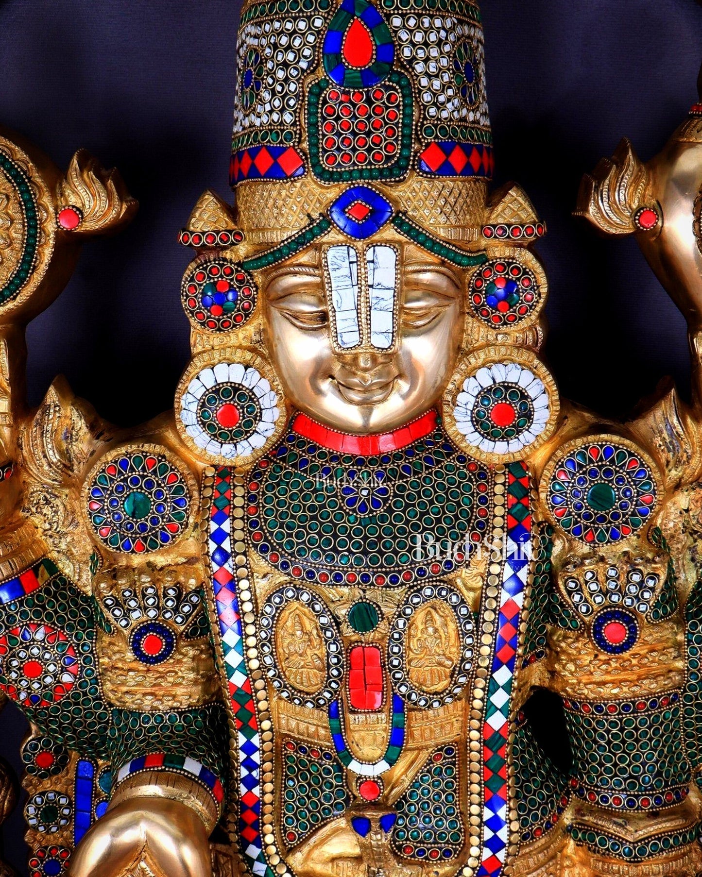 Large Brass Tirupati Balaji Sculpture 60" Lord Venkateshwara darbar-1