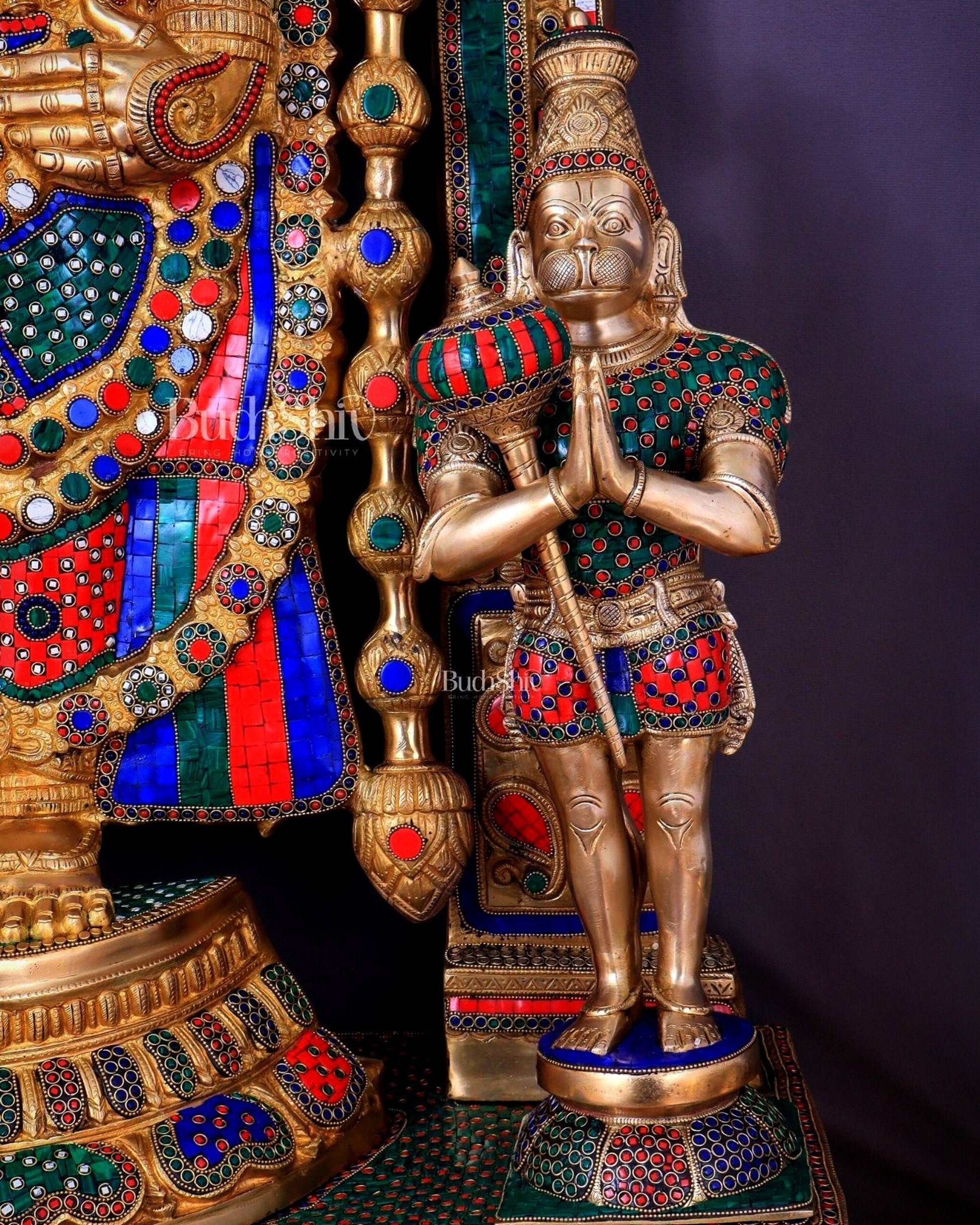 Large Brass Tirupati Balaji Sculpture 60" Lord Venkateshwara darbar-2