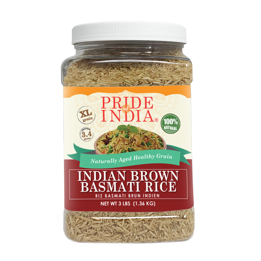Extra Long Indian Brown Basmati Rice - Naturally Aged Healthy Grain Jar-2