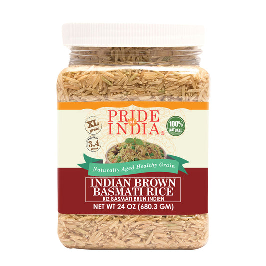 Extra Long Indian Brown Basmati Rice - Naturally Aged Healthy Grain Jar-0