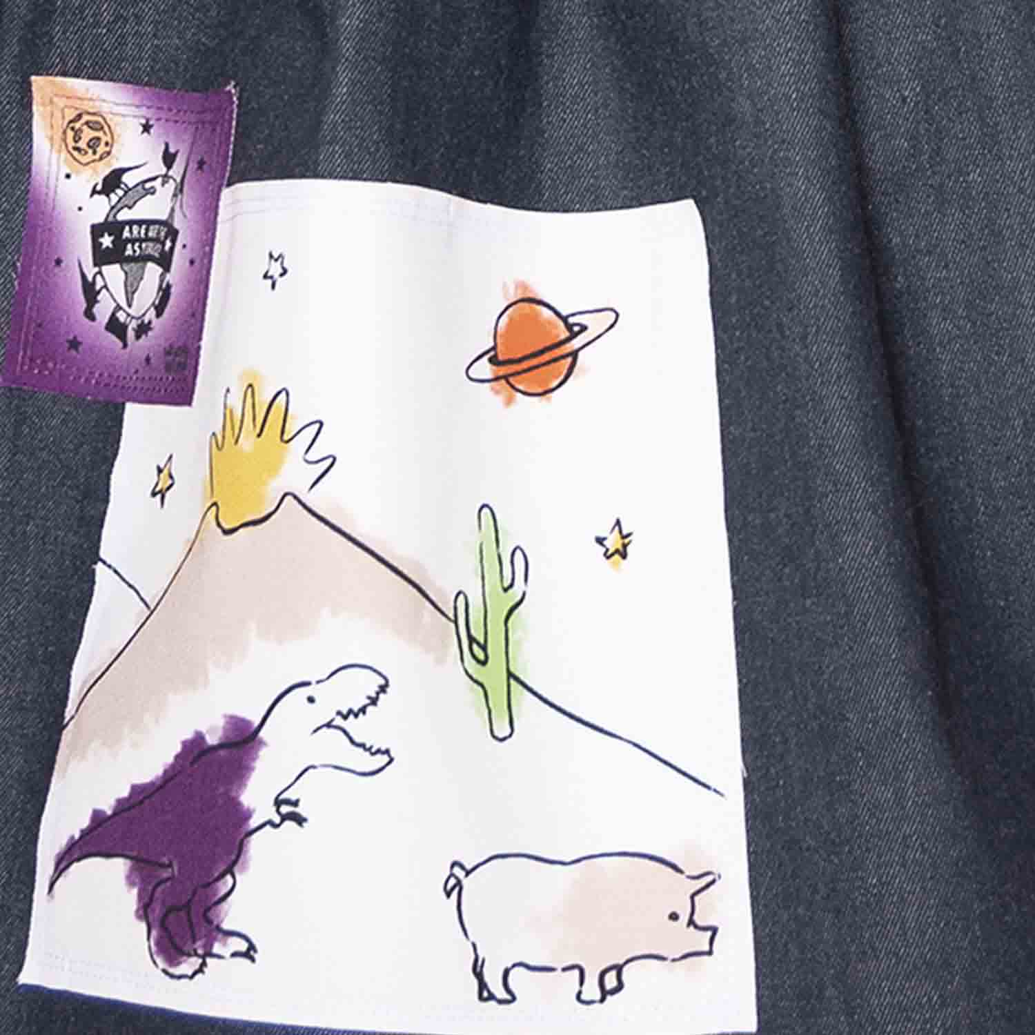 Blue Denim Skirt with Appliqué-2