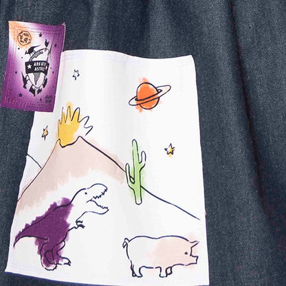 Blue Denim Skirt with Appliqué-2