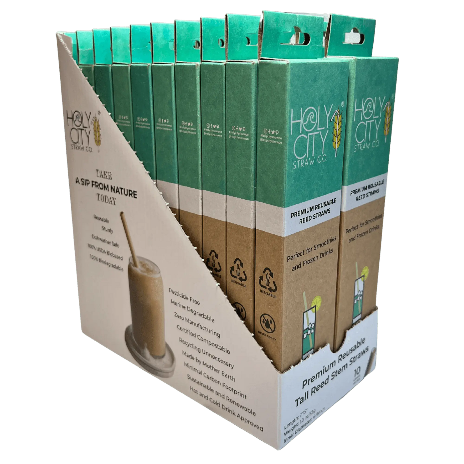 7.9" Jumbo Reed Stem Drinking Straws | Inner pack | 20 x 10ct. Boxes-3