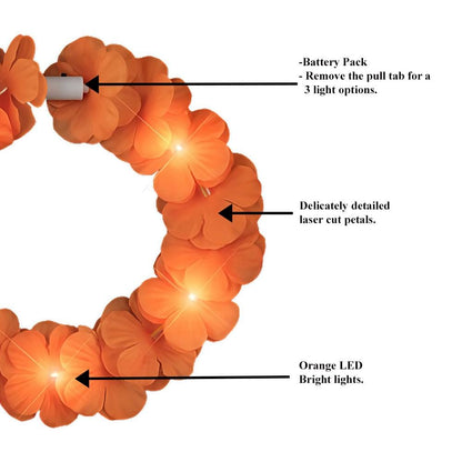 Island Girl Tropical Flower Crown Lei Headband Orange-2
