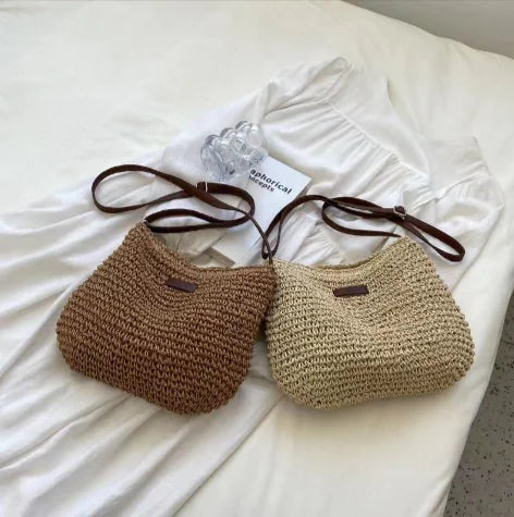 Women's Straw Bucket Crossbody Bag