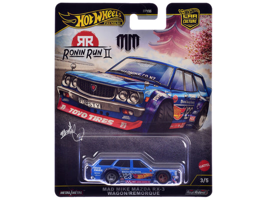 Mazda RX-3 Wagon #23 "Mad Mike" Blue with Graphics "Ronin Run II" Series Diecast Model Car by Hot Wheels-0