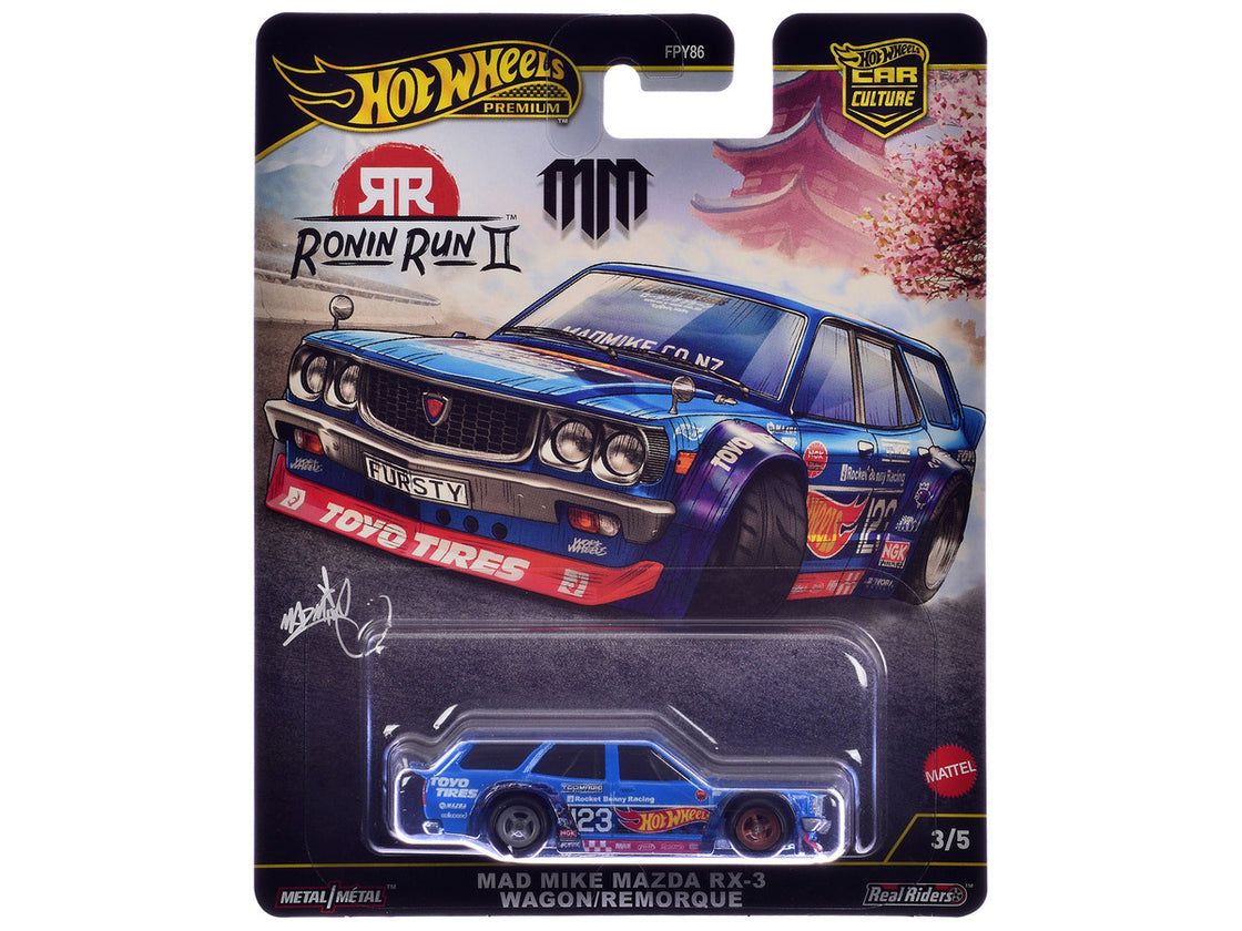 Mazda RX-3 Wagon #23 "Mad Mike" Blue with Graphics "Ronin Run II" Series Diecast Model Car by Hot Wheels-0