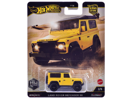 Land Rover Defender 90 Yellow with Black Top "HW Off Road" Series Diecast Model Car by Hot Wheels-0