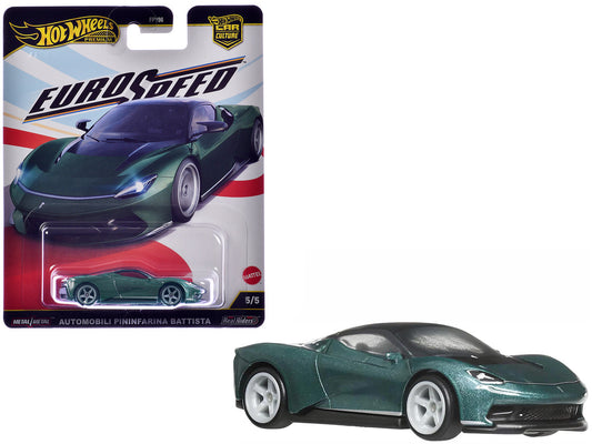 Automobili Pininfarina Battista Green Metallic with Black Top "Euro Speed" Series Diecast Model Car by Hot Wheels-0