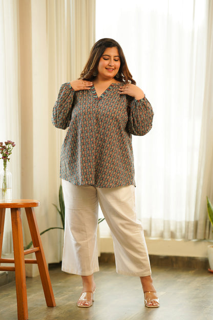 Bagru Printed Cotton Short Top-0