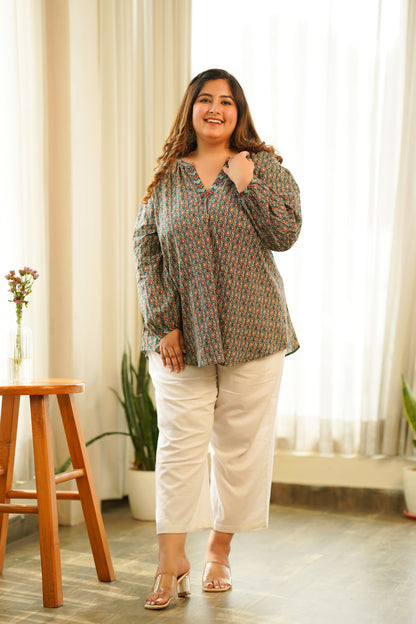 Bagru Printed Cotton Short Top-1