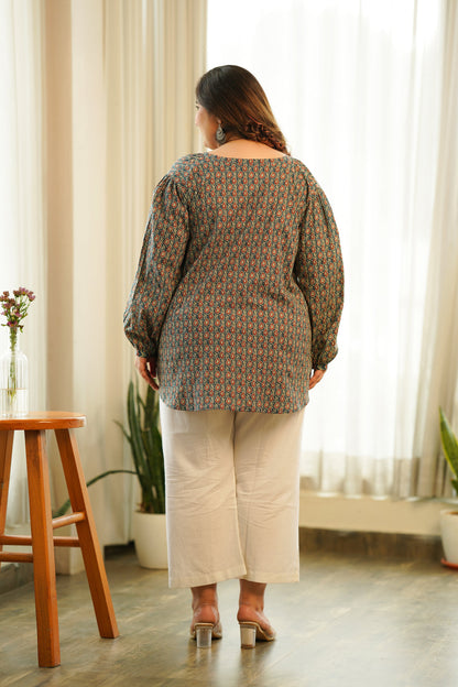 Bagru Printed Cotton Short Top-3