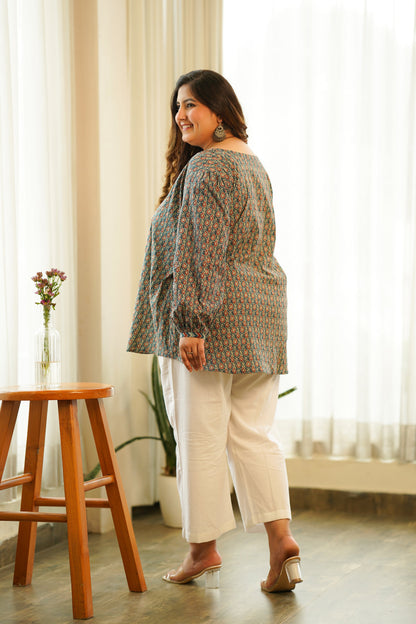 Bagru Printed Cotton Short Top-4