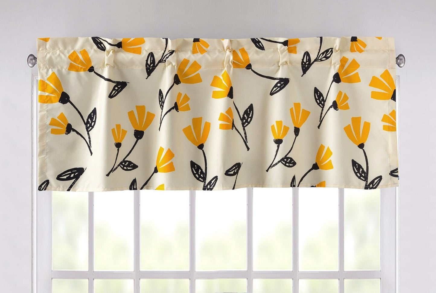 DaDa Bedding Yellow Fleur Floral Golden Orange Ivory Window Curtain Valance - 18" x 52" (18112)-0