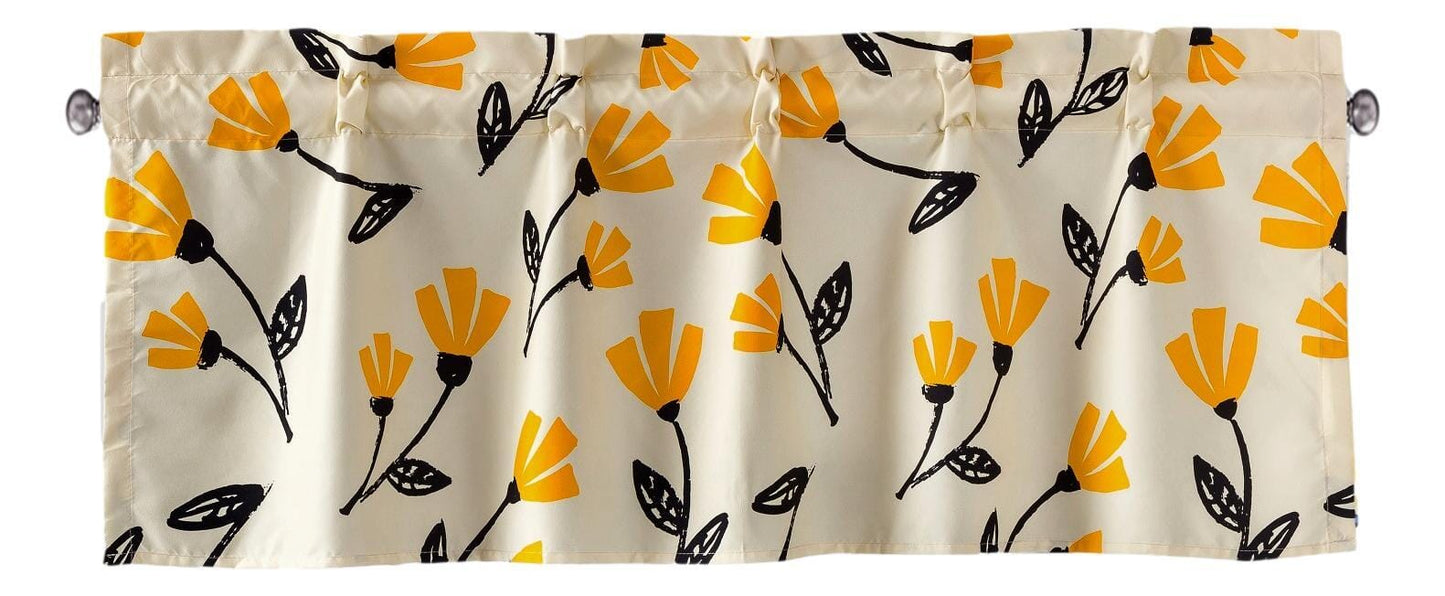 DaDa Bedding Yellow Fleur Floral Golden Orange Ivory Window Curtain Valance - 18" x 52" (18112)-1