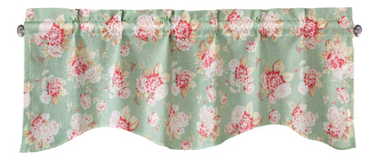 DaDa Bedding Hint of Mint Floral Pastel Roses Cottage Window Curtain Valance - 18" x 52" (JHW-3036)-1