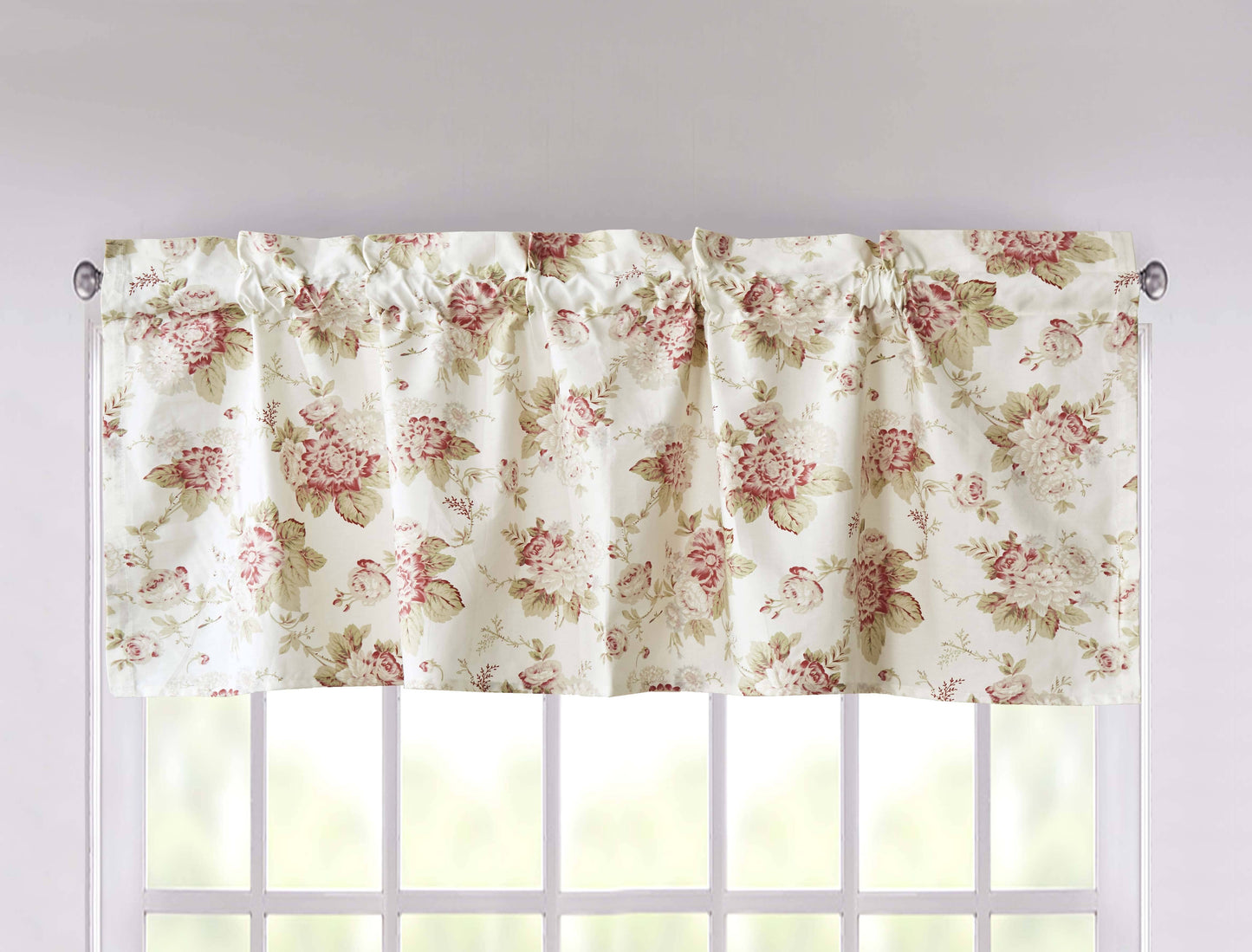 DaDa Bedding Dainty Floral Garden Pastel Roses Cottage Window Curtain Valance - 18" x 52" (3036)-3