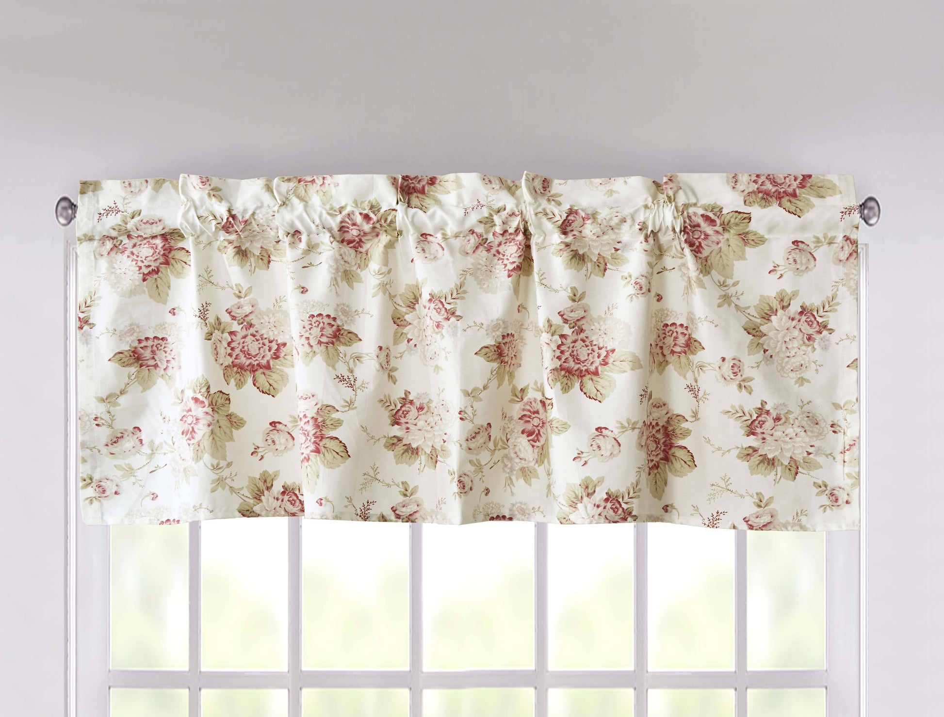 DaDa Bedding Dainty Floral Garden Pastel Roses Cottage Window Curtain Valance - 18" x 52" (3036)-3