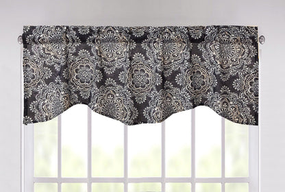 DaDa Bedding Navy Blue Bohemian Elegance Medallions Floral Window Curtain Valance - 18" x 52" (JHW-660)-0