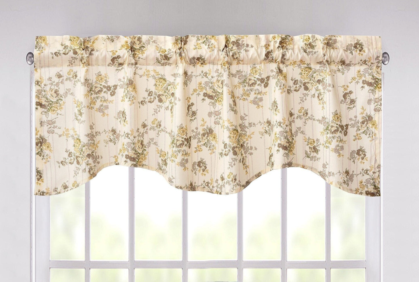 DaDa Bedding Vintage Dainty Yellow Floral Cottage Window Curtain Valance - 18" x 52" (JHW-866)-0