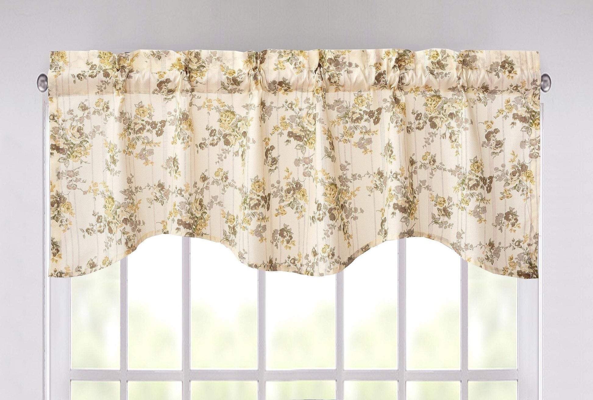 DaDa Bedding Vintage Dainty Yellow Floral Cottage Window Curtain Valance - 18" x 52" (JHW-866)-0